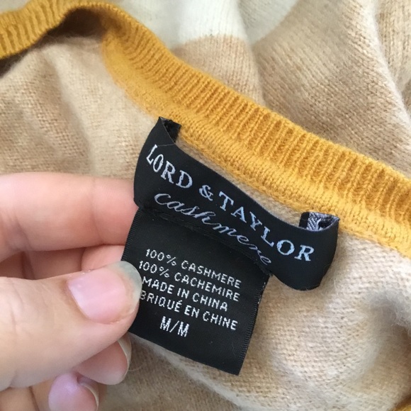 Lord & Taylor striped v neck cashmere sweater - Picture 7 of 7